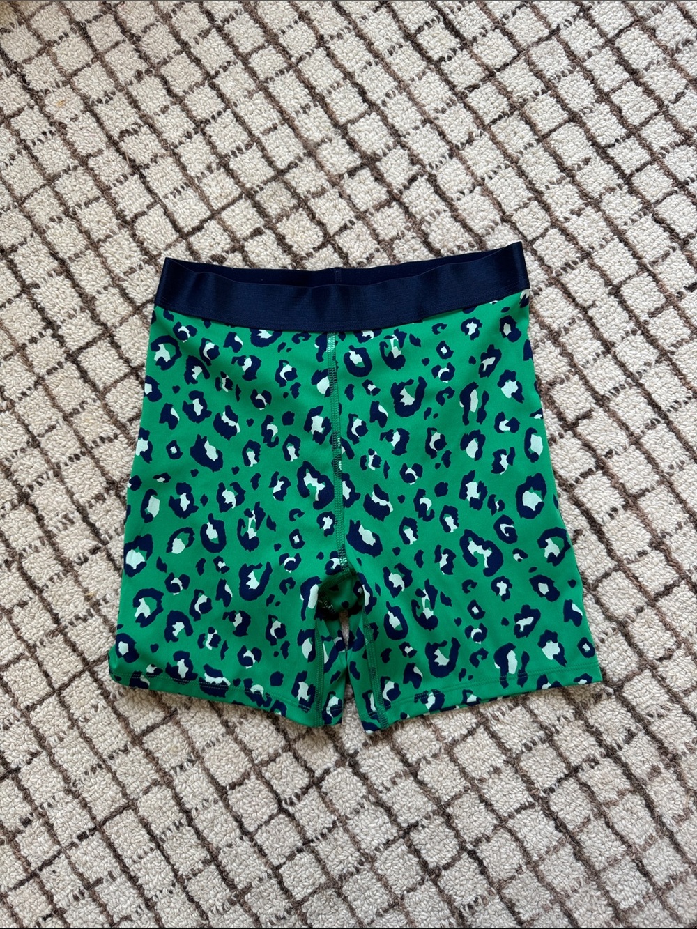 Women’s Green Leopard Print Bike Shorts
